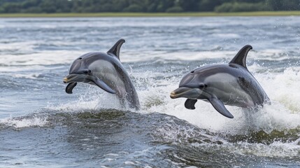 Obraz premium Sustainable fishing benefits dolphin populations in marine environments