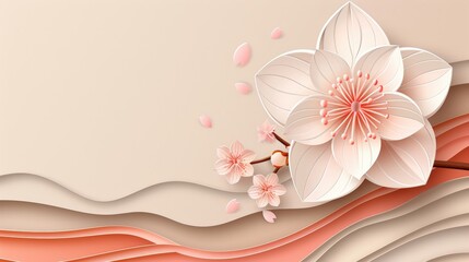 Elegant cherry blossom design on layered background