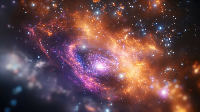 A futuristic AI-powered observatory captures the birth of a new galaxy inside a glowing nebula