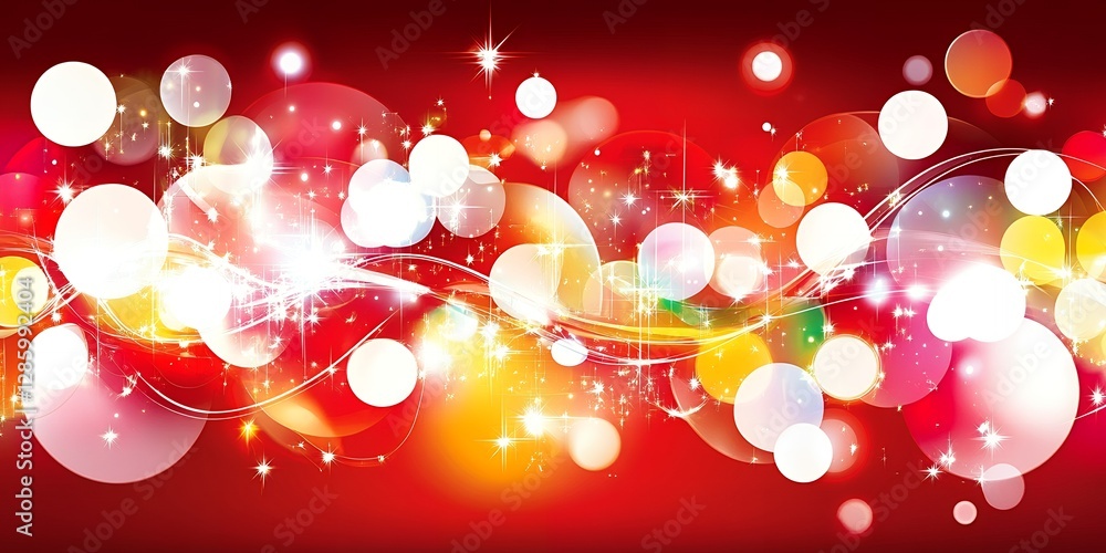 Aufkleber festive red abstract background with bright sparkling lights and bokeh circles