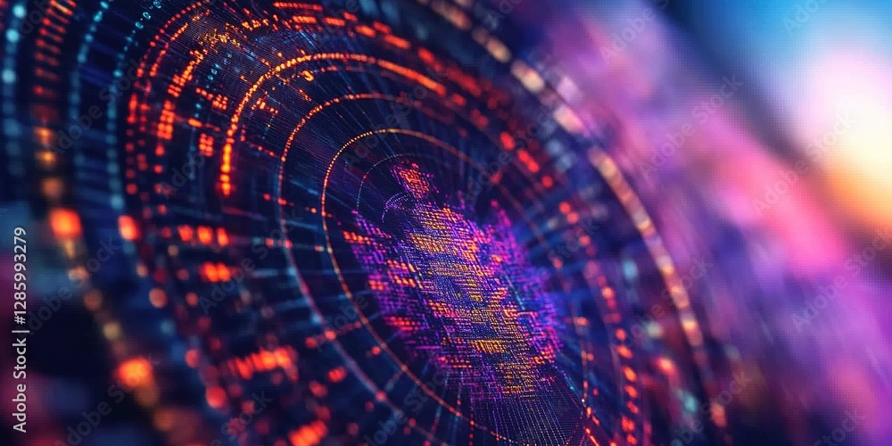 Poster colorful abstract digital design representing data visualization and technology trends in modern com