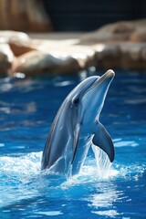 Obraz premium Enhancing dolphin habitat in realistic marine photos for conservation efforts