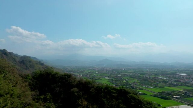 Aerial view of green field in South Taiwan, Mino. Square and green field and famous Hakka country in South Taiwan
