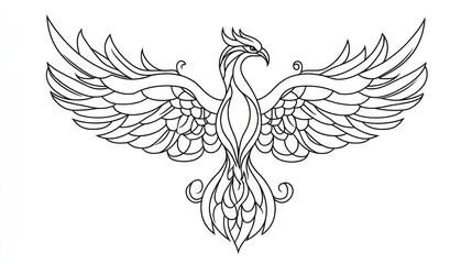 Obraz premium Ornate phoenix, graphic design, artistic illustration, decorative symbol