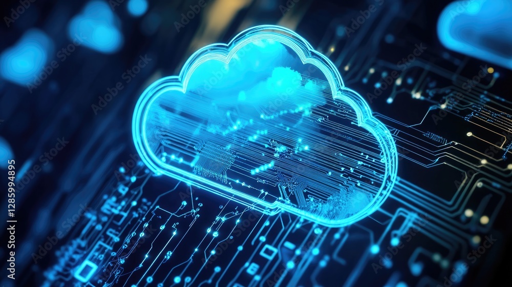 Aufkleber digital cloud computing, global network infrastructure