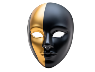 A beautifully crafted mask featuring contrasting black and gold colors, symbolizing duality and artistic expression.