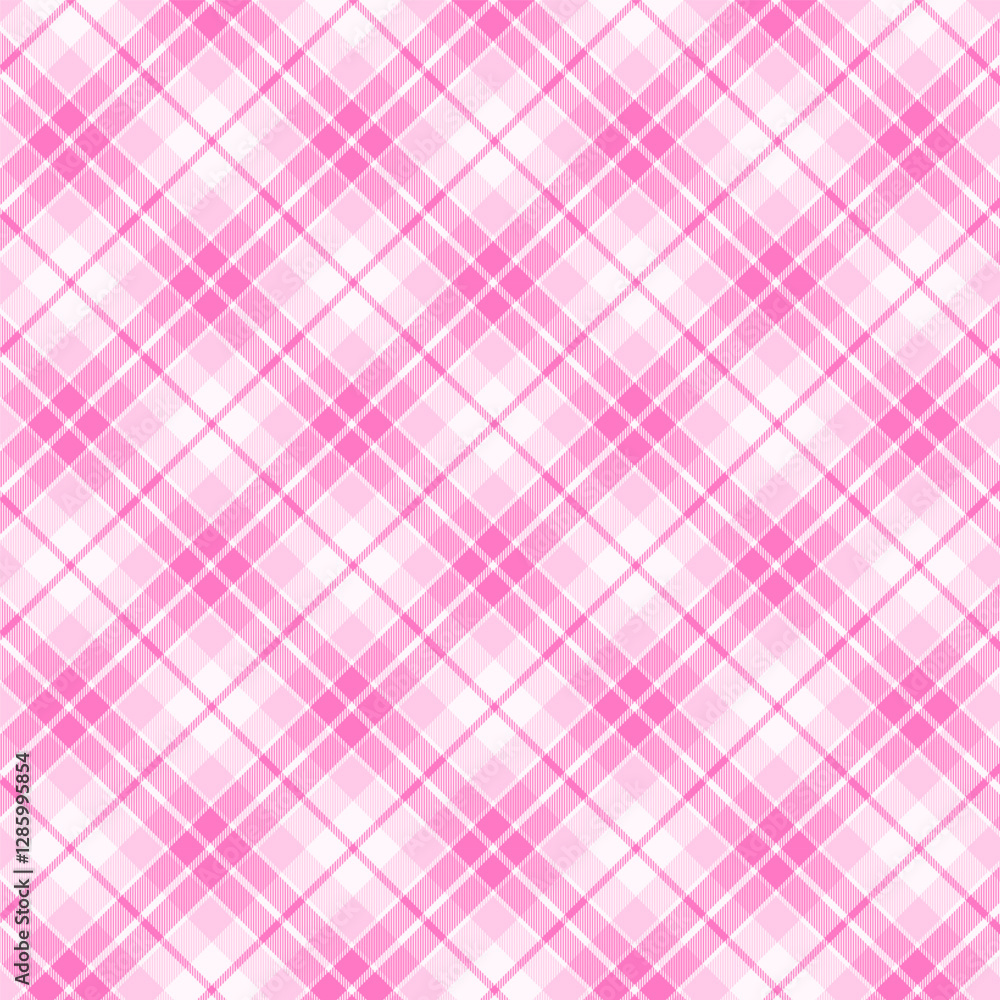 Wall mural plaid repeat pattern in pink and white.cute colorful gingham checkered tartan seamless pattern.geome
