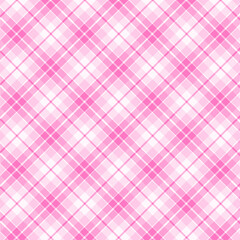 Plaid repeat pattern in pink and white.Cute colorful gingham checkered tartan seamless pattern.Geometric graphic vector illustration background design for fabric and print. 