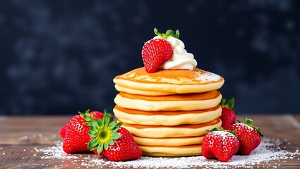 Pancake. Crepes With Berries. Pancakes stack .Home-made pancakes decorated with berries