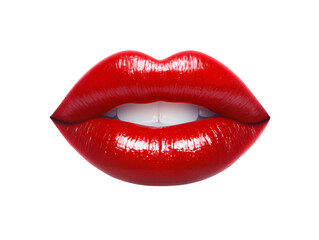 Obraz premium A close-up of luscious red lips showcasing a glossy finish, perfect for beauty and fashion themes.