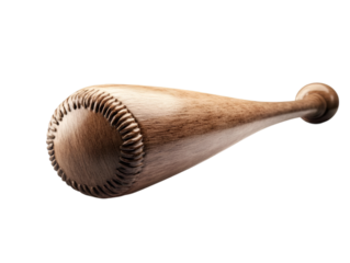 A close-up of a wooden baseball bat showcasing its grain and craftsmanship, ideal for sports-themed graphics and promotions.