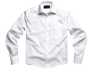 A crisp, white dress shirt displayed elegantly, perfect for formal occasions, business meetings, or casual outings.