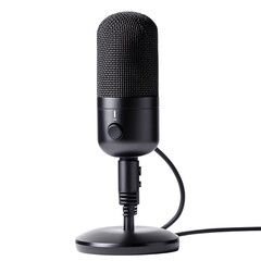 High Quality Compact Microphone with Noise Canceller Isolated on Transparent Background