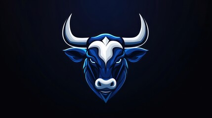 Fototapeta premium Blue bull head graphic design, sports logo, digital art