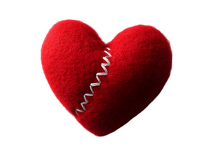 Fototapeta premium A stitched red heart symbolizing love, healing, and emotions, perfect for conveying affection and warmth in various designs.