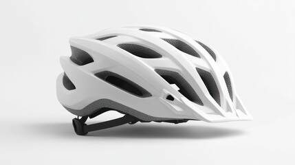 White Bicycle Helmet on Plain Background