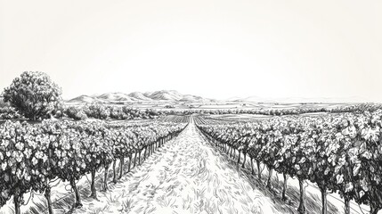 &ldquo;Harvest Awaits: Artistic Vineyard Illustration&rdquo;
