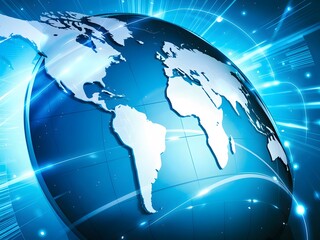 Global Network Digital World Map Technology Background Abstract Blue Futuristic Illustration Modern Design Graphic Element Internet Communication World Wide Web Connection Data Stream High Tech       