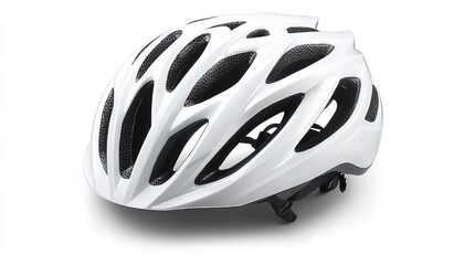Fototapeta premium White Bicycle Helmet on White Background