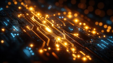 Fototapeta premium Illuminated circuit board technology abstract