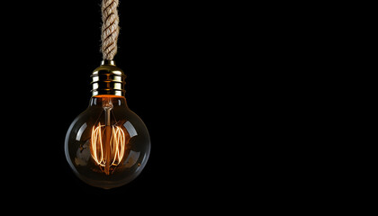 Vintage Edison Bulb Illuminated By Warm Amber Light