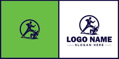 Self-Defense Class icon Martial arts training Personal protection course Combat skills workshop flat logo sign symbol editable vector