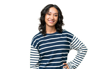 Young Argentinian woman over isolated background laughing