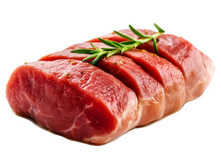 Fresh cut of meat garnished with rosemary, perfect for culinary art and gourmet recipes.
