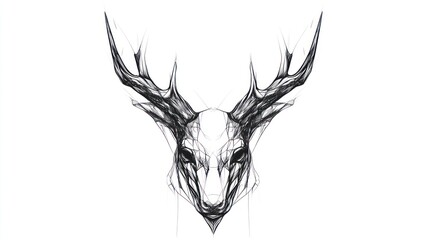 Obraz premium Abstract deer head illustration, line art, artistic design, potential use for posters, t-shirts