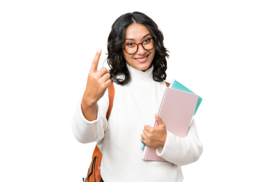 Young Argentinian student woman over isolated background doing coming gesture