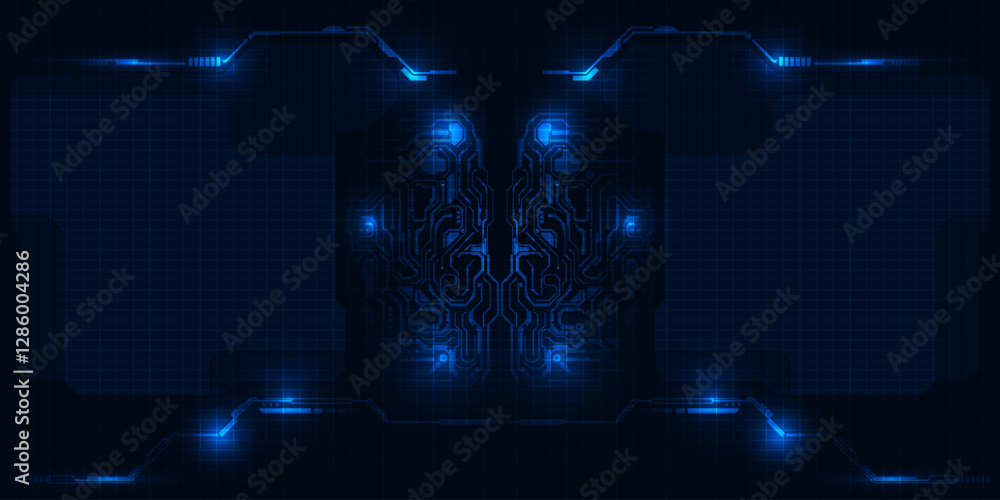 Poster brain circuit ai analysis artificial intelligence background.vector illustration.