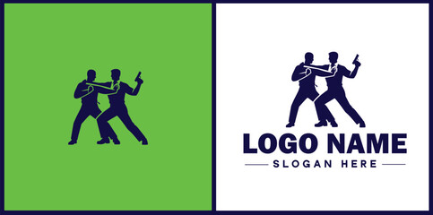 Self-Defense Class icon Martial arts training Personal protection course Combat skills workshop flat logo sign symbol editable vector