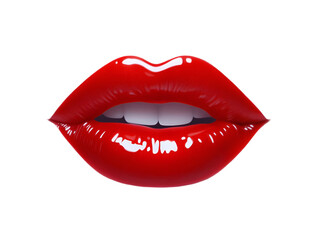 Glossy red lips conveying beauty and allure, perfect for fashion, cosmetics, and marketing themes.