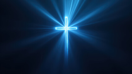 Fototapeta premium Bright cross shining on a dark background.