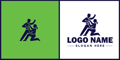 Self-Defense Class icon Martial arts training Personal protection course Combat skills workshop flat logo sign symbol editable vector