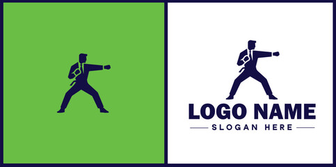 Self-Defense Class icon Martial arts training Personal protection course Combat skills workshop flat logo sign symbol editable vector