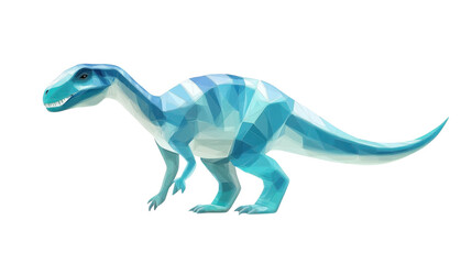 Obraz premium Colorful geometric dinosaur illustration featuring a blue and white design