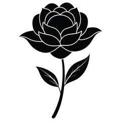 minimalist black silhouette blossom flower vector on white background