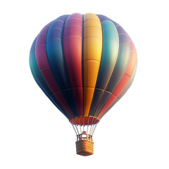 A Fluffy 3D Cartoon Hot Air Balloon with Glowing Colors Isolated on Transparent Background