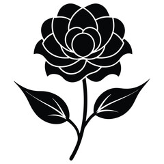 minimalist black silhouette blossom flower vector on white background