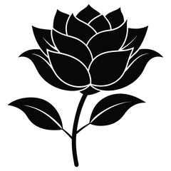 minimalist black silhouette blossom flower vector on white background