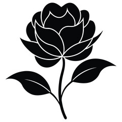 minimalist black silhouette blossom flower vector on white background