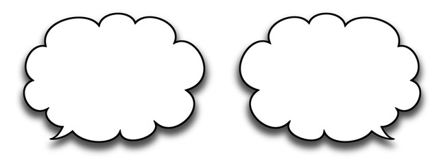 吹き出し　雲形　影付き　シャドウ　枠　セット　素材　もこもこ　もくもく　ふわふわ　飾り　ポップ　シンプル　あしらい　見出し　タイトル　囲み　会話　言葉　しゃべる　コメント　雲型　speech bubble,speech balloon,shadow,set
