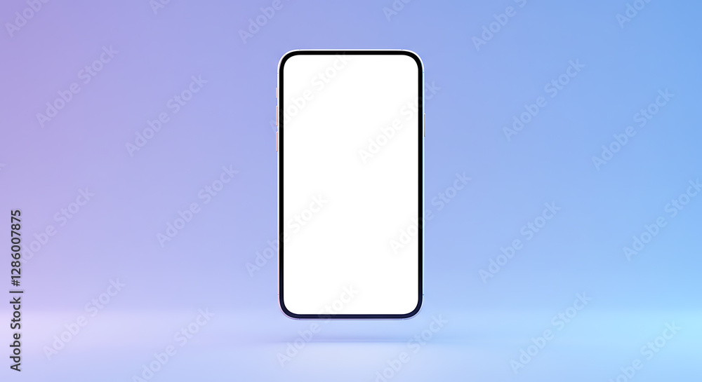 Aufkleber blank smartphone screen mockup on a lavender background for app presentation or ui design