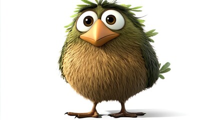 Fototapeta premium Cute 3D Cartoon Bird With Big Eyes. A Charming, Avian Character Design Perfect For Kid-Friendly Content.