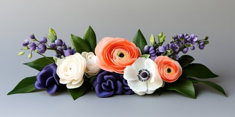 Ethereal Fairy Garden Fusion. Merging delicate bleeding hearts, periwinkle bluebells, and soft peach ranunculus for a whimsical touch.