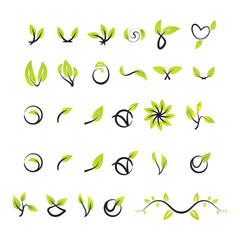 Collection abstract green leaf logo vector design