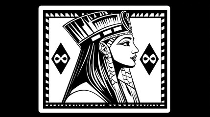 Obraz premium Egyptian Queen Profile Portrait, Stylized Art, Use in Design, History, Educational, Print, Decorative