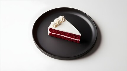 Delicious Red Velvet Cake Slice Cream Topping Dessert Plate Indulgent Treat
