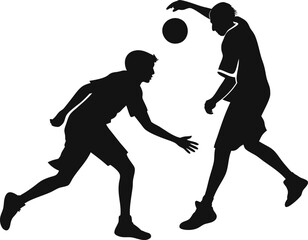 Basketball players silhouette vector illustration, dynamic sports action design for posters, t-shirts, logos, branding, digital art, and athletic graphics.